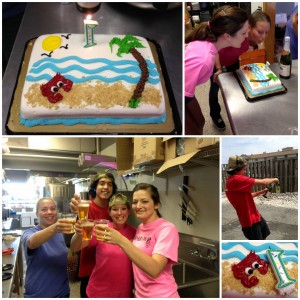 We celebrated this morning with a crabby cake and sparkling cider!